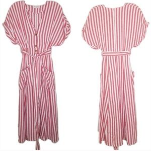 NWOT medium mango red and white striped dress